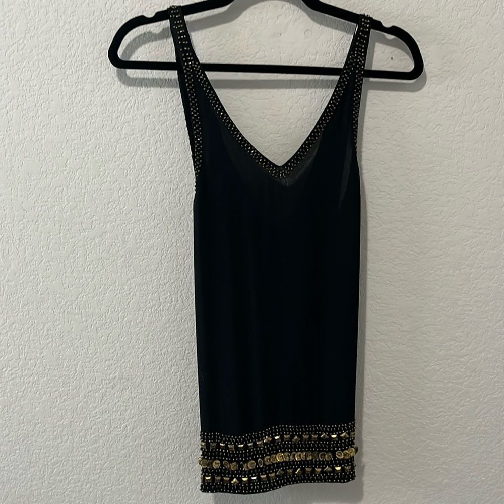 TWELFTH STREET BY CYNTHIA VINCENT Black Top with Gold Embellishments, Size M